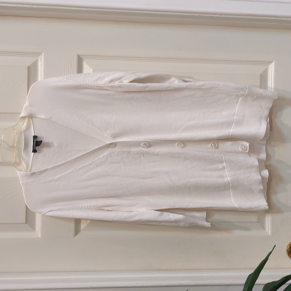 B* Design Sweaters - B*Design Women's White 3/4 Sleeve Cardigan Size XL 100% Cotton
